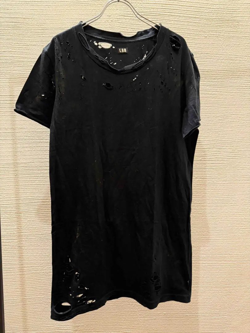 BLACK JOKEL.G.B 00s fbf Japanese label t-shirt Visual Kei ripped short-sleeve T tops