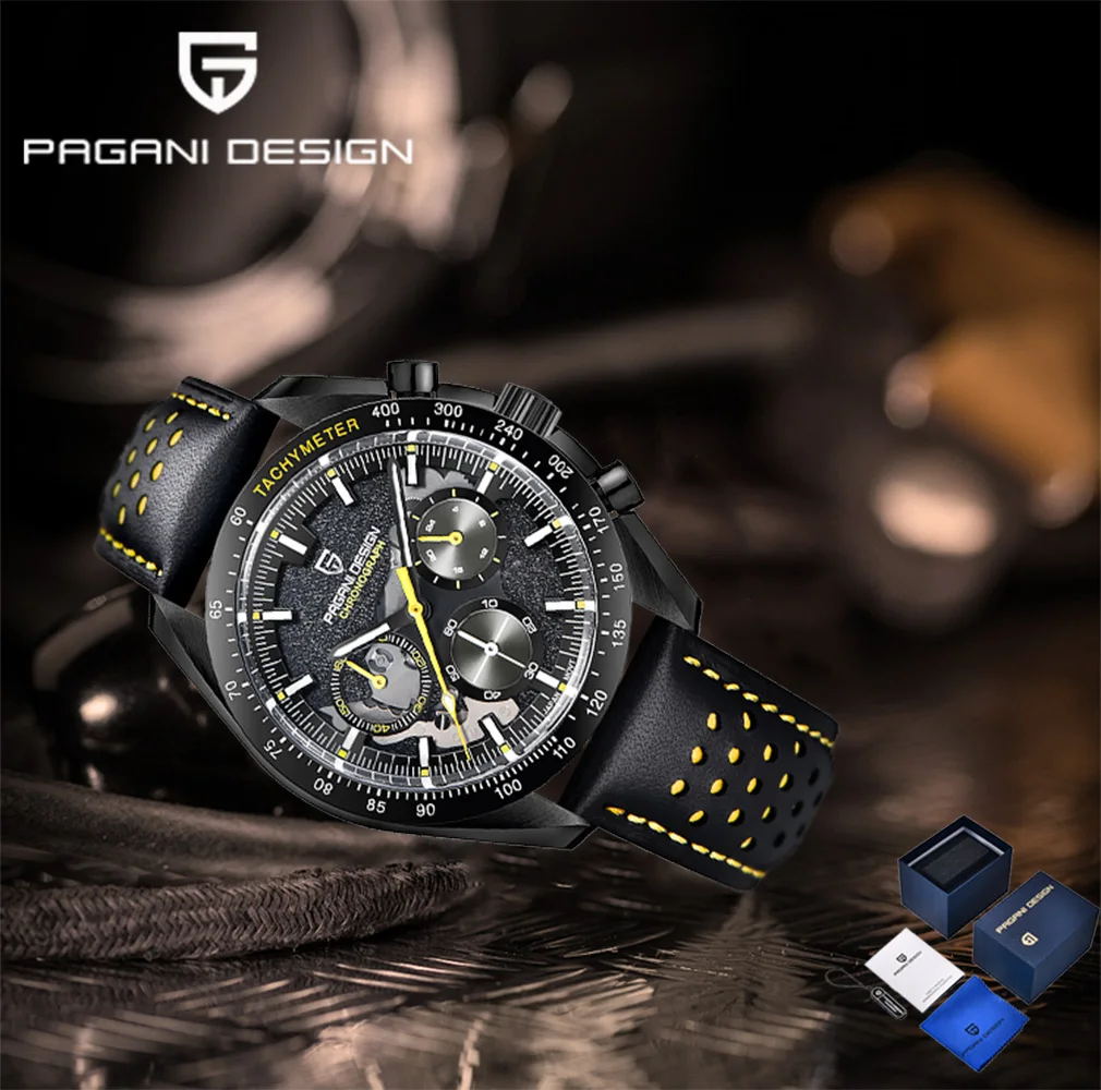 

2025Pagani дизайн новые мужские часы модные кварцевые часы топ сапфировый мужской хронограф противоударный секундомер спортивные 10 бар подарочная коробка