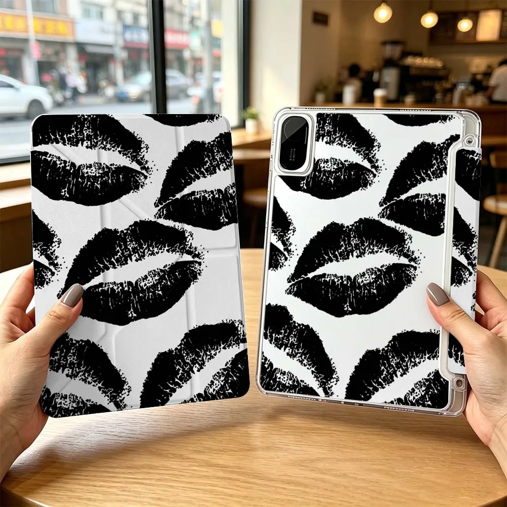 Black Lipstick Kiss Pattern Cool For Xiaomi Redmi Poco Pad 8 7 6 5 C1 SE 9.7 11.2 12.1 11 inch 3Y Tablet Case