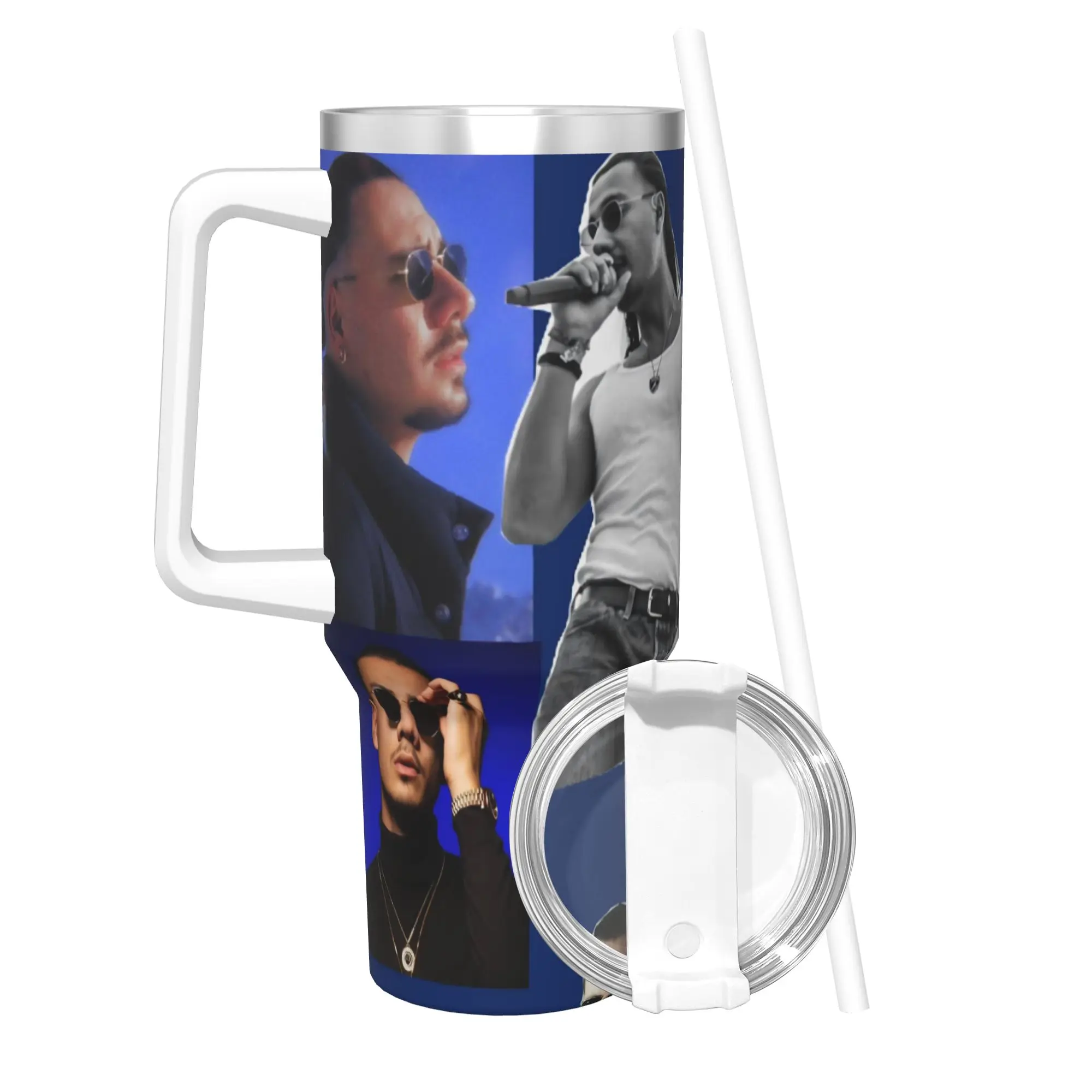 Apache207 Rapper Tumbler With Straw  Stainless Steel Tumblers Mug Double Wall Vacuum Insulated for Cold Or Hot 40oz