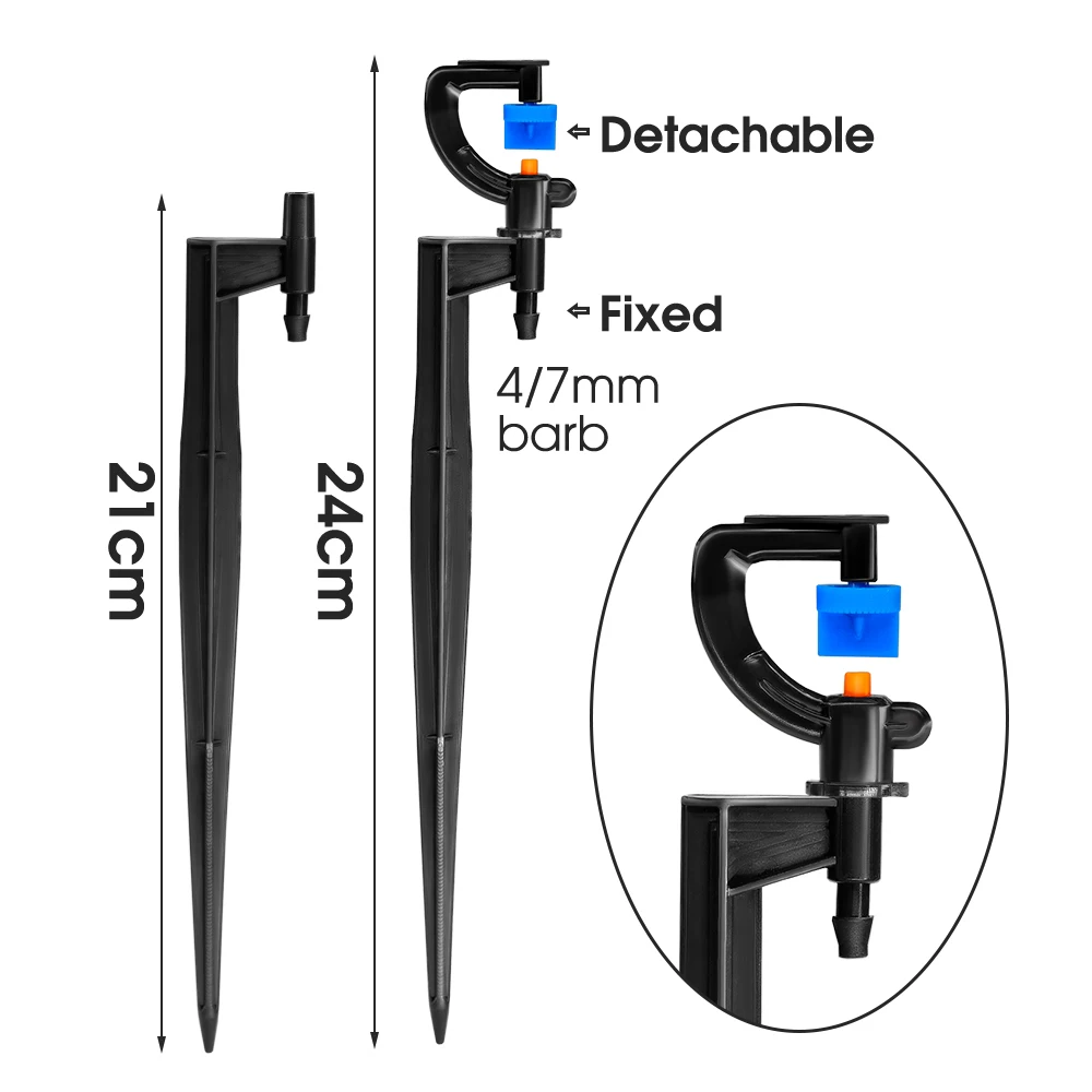 5PCS 180 Degree Refraction Micro Watering Sprinkler Sprayer with 21cm Stake Irrigation Supplies for 4/7mm Hose Garden Greenhouse