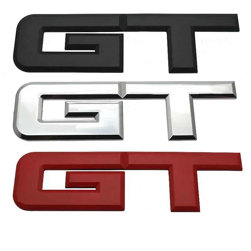 Silver Black Red Letters Auto Rear Tailgate Badge Emblem Sticker Metal Car Styling For FordMustang GT Logo Replace Accessories