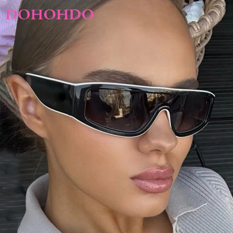 

Trendy Y2K Punk One-Piece Women Sunglasses Luxury Brand Designer Big Frame Sunglasses Men Outdoor Windproof Eyewear Ladies UV400