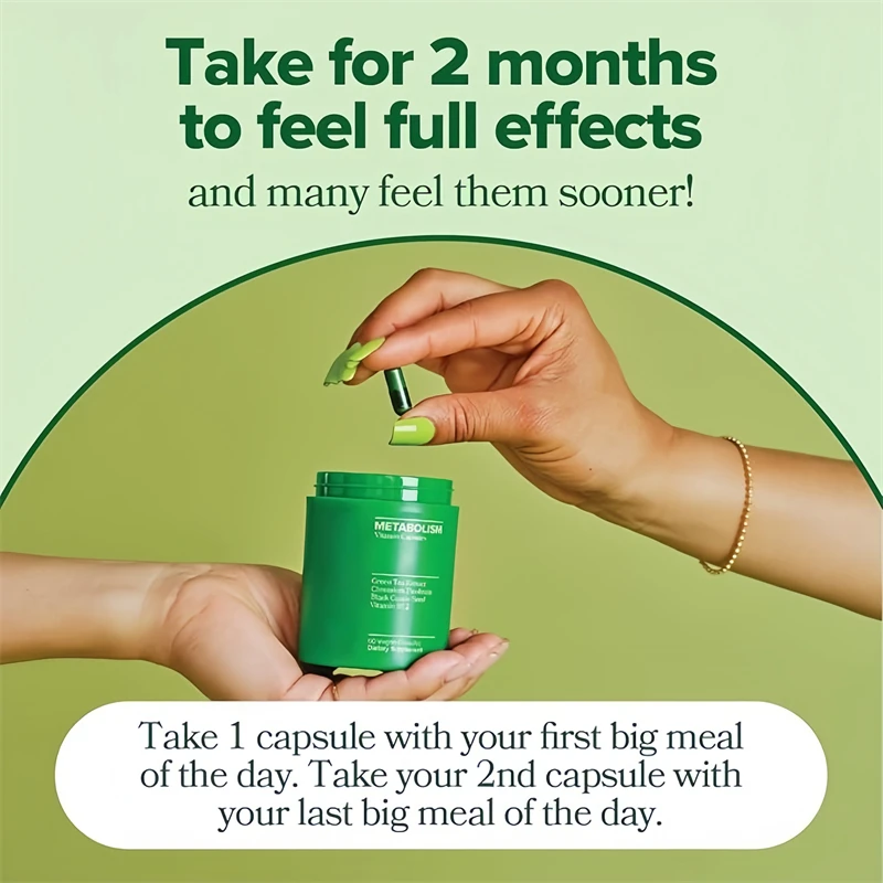 Integratore di tè verde Curb Cravings Capsule vegane Vitamina B12 Antiossidante Metabolismo Supporta Pillole per la perdita di peso Disintossicazione bruciare i grassi