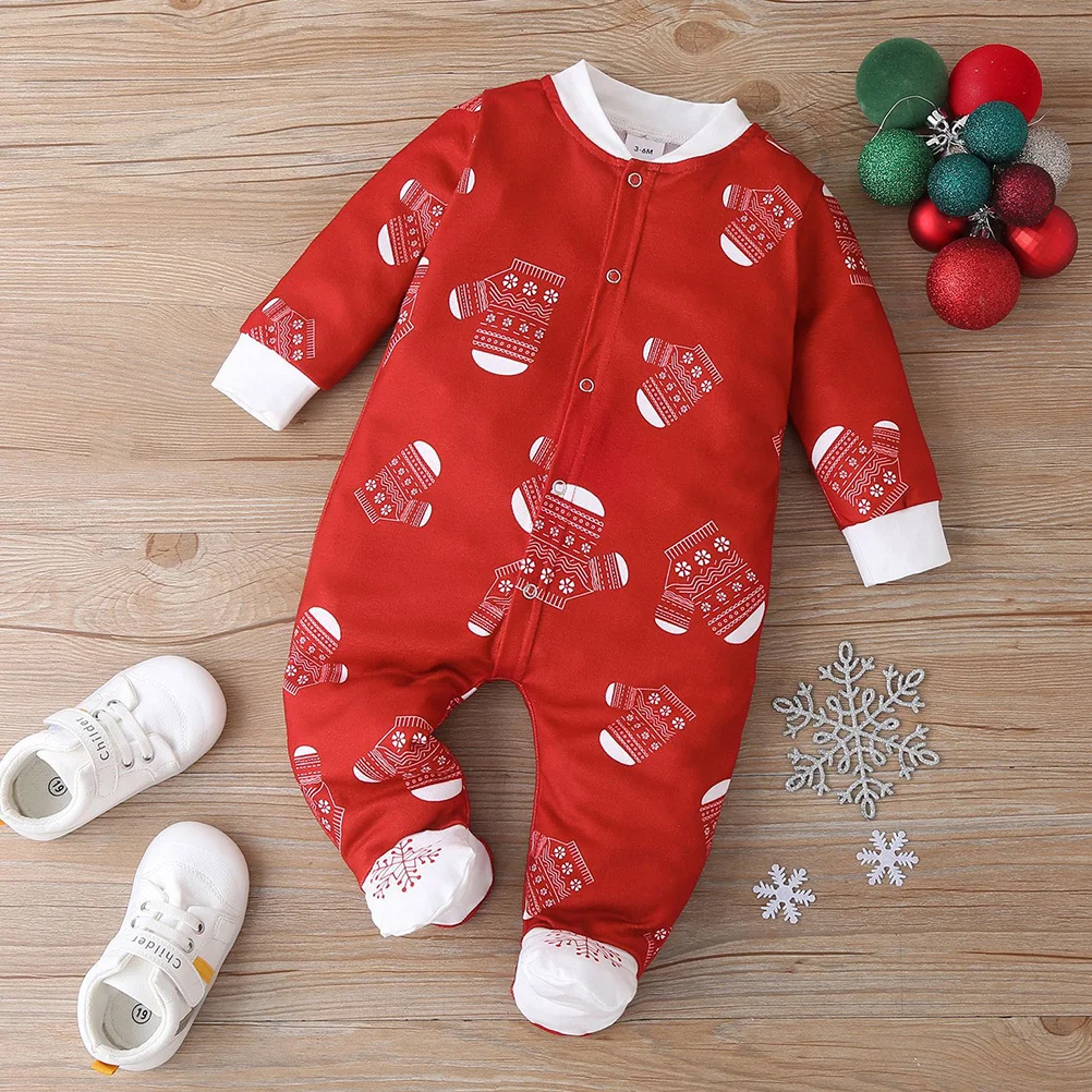 

1Pcs Christmas Baby Jumpsuit Cotton Romper Long Sleeve Bright Newborn Toddler Autumn Winter Clothes Baby Romper