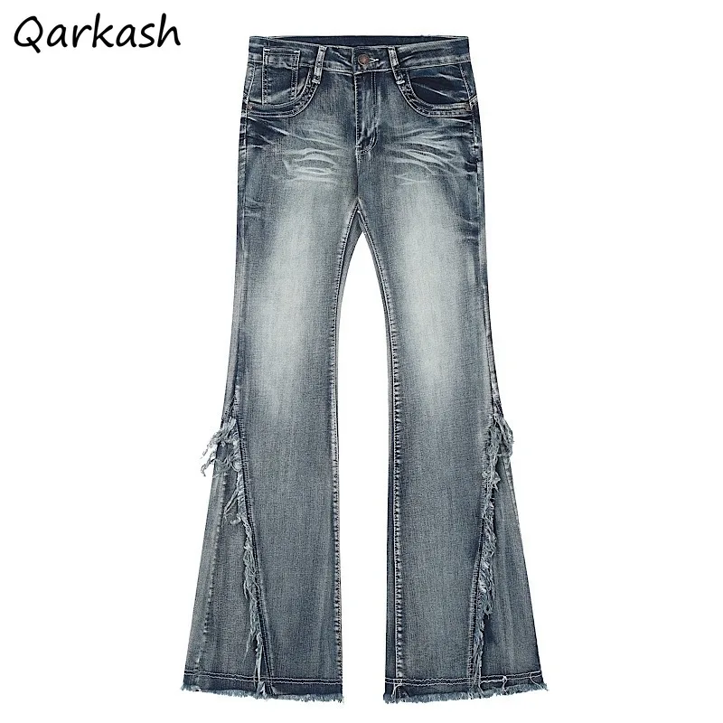 

Vintage Frayed Jeans Women Blue Wide Leg Low Waist Full Length Pockets Harajuku All-match Y2k Chic Popular Streetwear Female