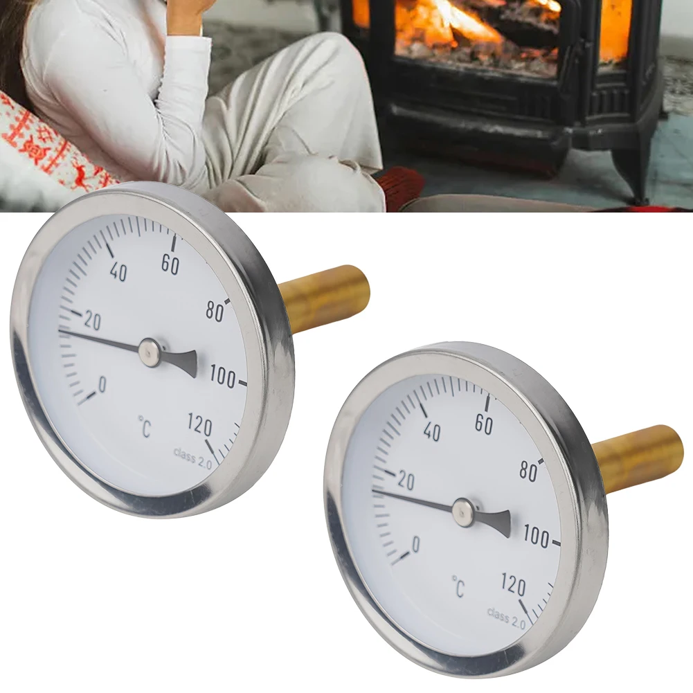 2pc Thermometer Meter With Copper Sheath 1/2\\\" Screw-In Buffer Boiler Heating 0-120℃ For Kitchen Home Baking Grill Thermometer