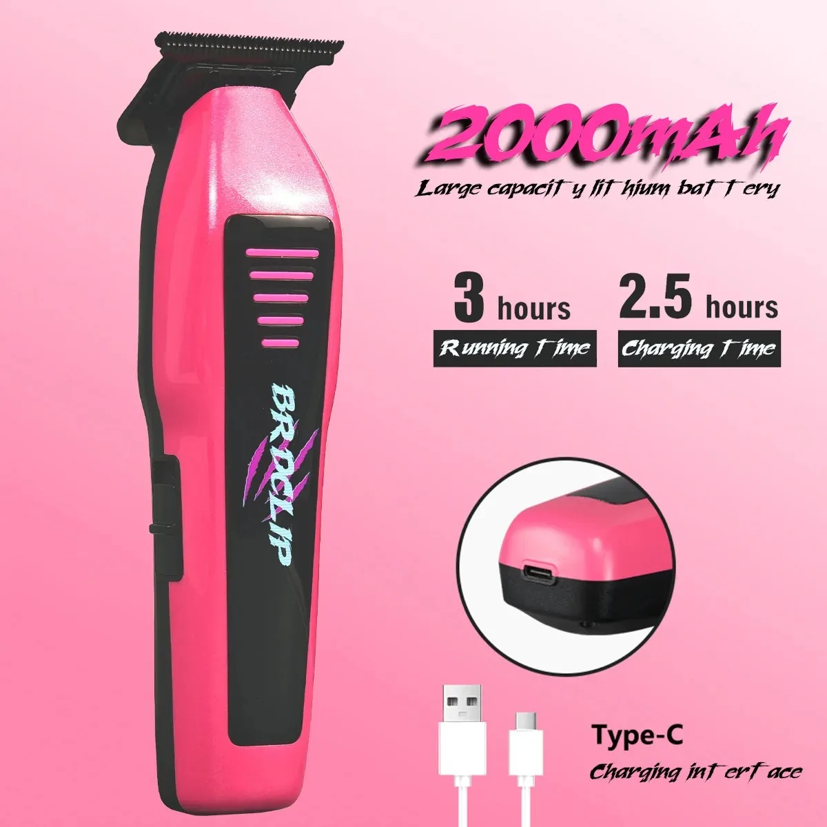 BRDCLIP 2PC Set 8000RPM Motor Hair Clipper Professional Barber Tools Adaptor High Torque Hair Cut Machine with Base BRD100/101