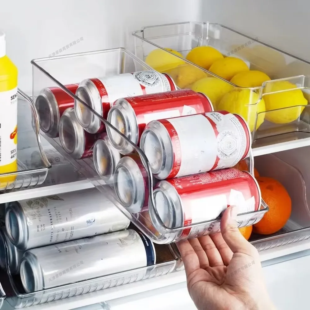 Organizador de Refrigerador para Cocina, 1/2/4 Piezas, Caja de Almacenamiento de Bebidas, Dispensador Automático de Latas, Soporte para Latas de Soda y Cerveza, Estante de Almacenamiento para Refrigerador