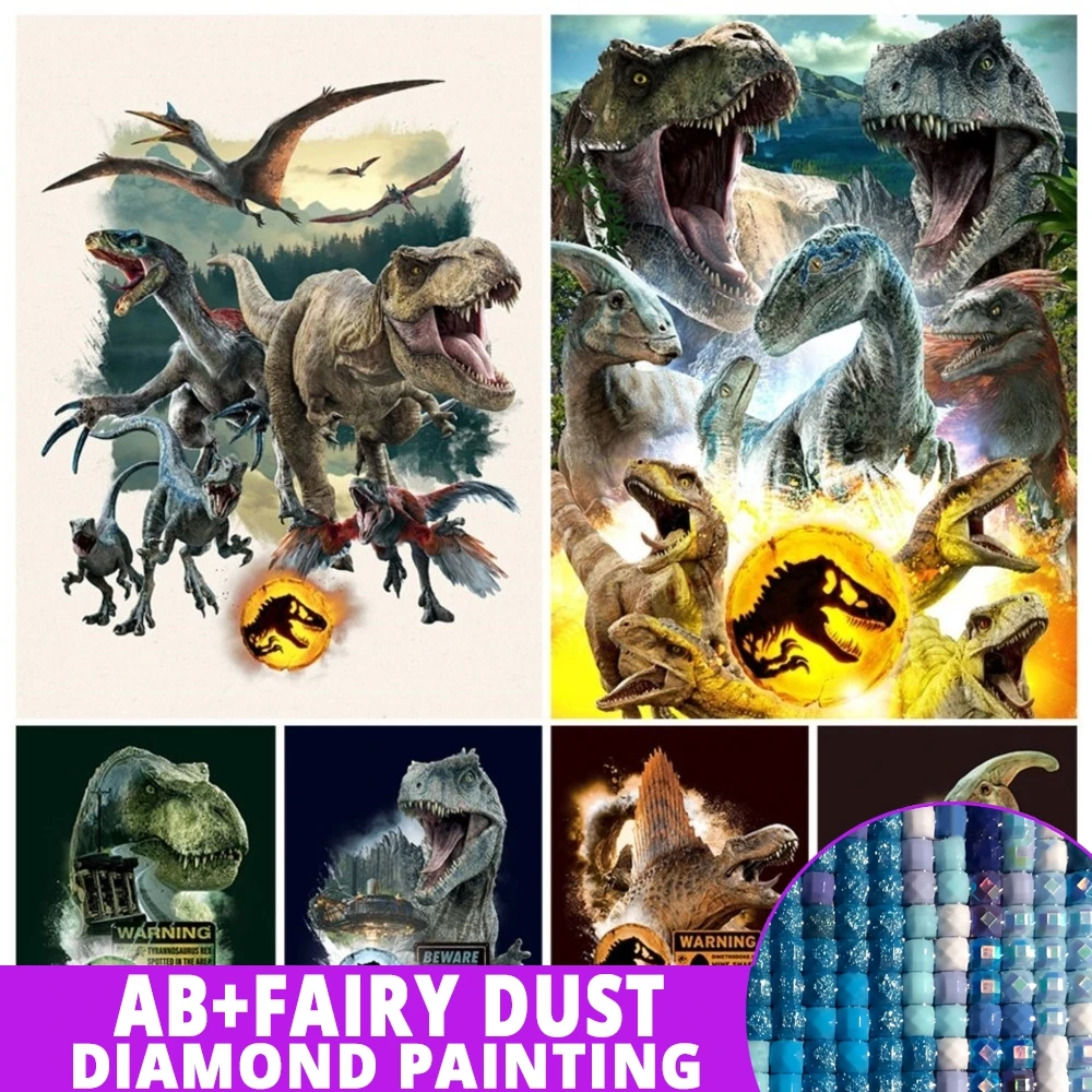 AB Fairy Dust Diamond Painting Dinosaur Theme Embroidery Movie Theme World Theme Classic Cross Stitch Animal Biscuits Home Decor