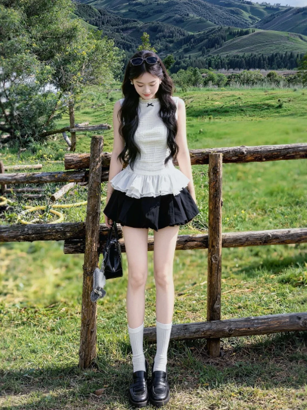 

Korean Style Vest Top And Half Skirt Two-Piece Set Elegant Summer Fashion Women's Comfortable Breathable Cotton round Neck