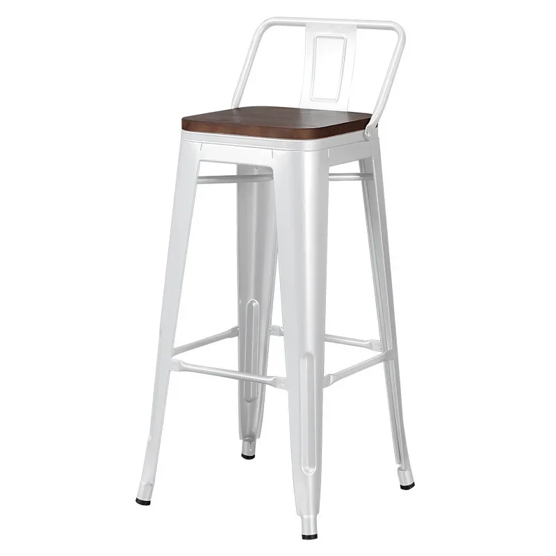 Industrial High Stool, Iron Dining Chair, Optional Backrest, Stackable Chair, Restaurant Waiting Chair