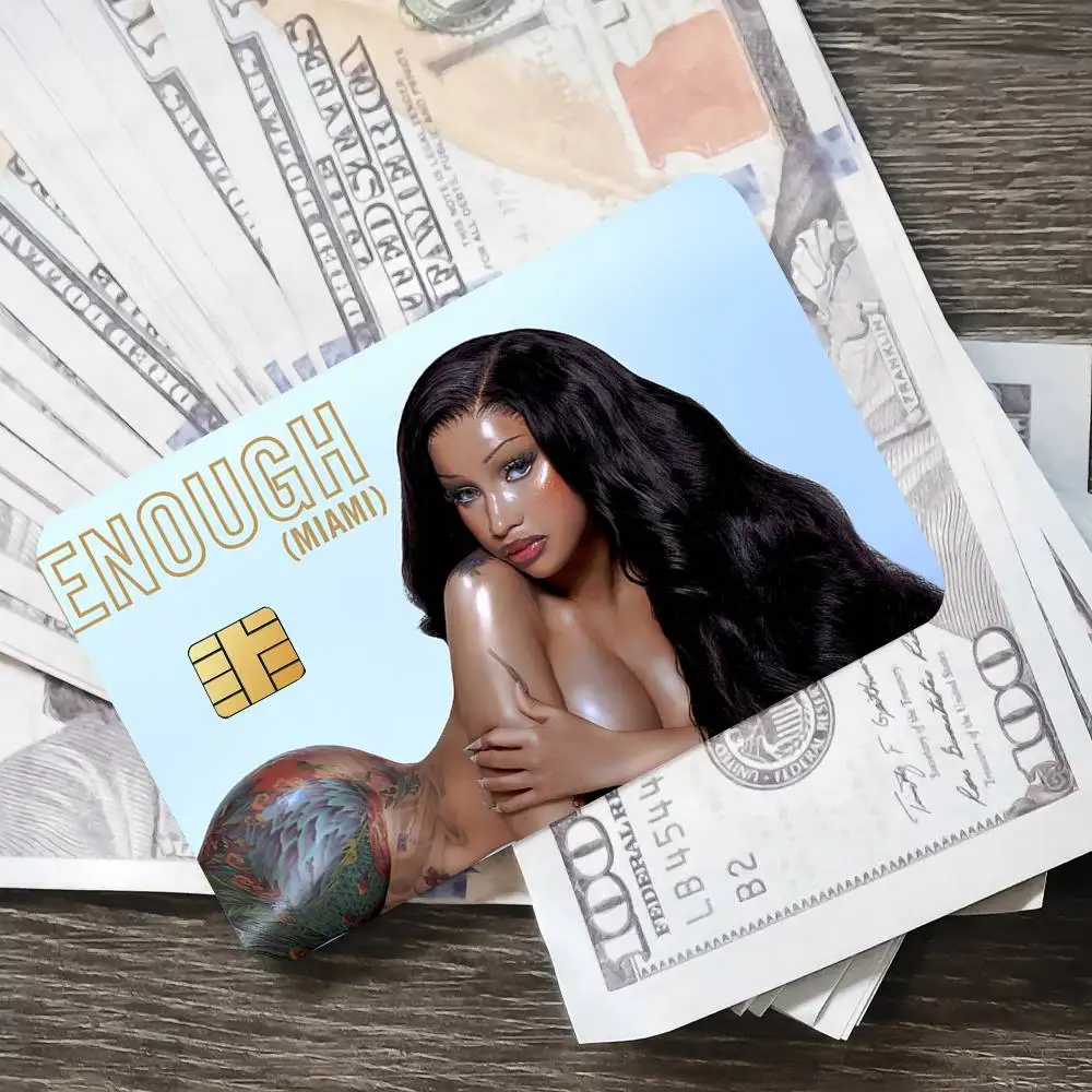 المغني C-Cardi B ملصق الائتمان الجلد غطاء بطاقة ملصقات 4 قطعة فيلم حافلة تمرير الجبهة الديكور البنك الخصم مقاوم للماء