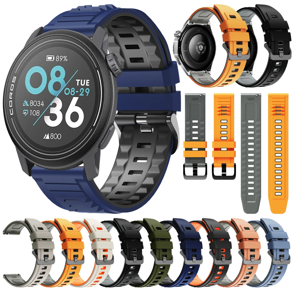 22 mm Ersatz-Sportarmband für COROS PACE 3 Bänder APEX 4 42 mm/APEX 2 Pro/APEX 46 mm/PACE Pro/PACE 4 Silikonarmband