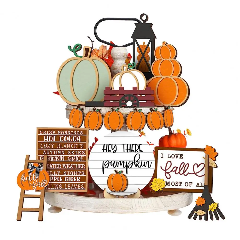 

Holiday Decor Tiered Tray Decorations Charming Halloween Farmhouse Decor Rustic Tiered Tray Ornaments for Festive Carnival Party