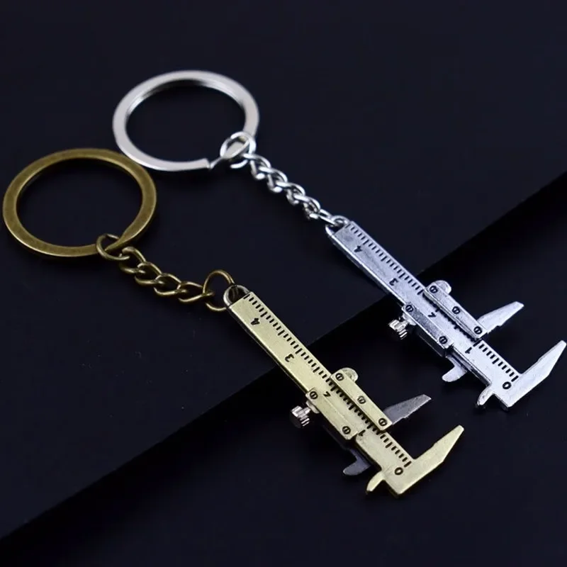 New Fashion Car Key Mini Vernier Caliper Portable 0-40mm keychain Measuring Gauging Tools Car Turbo key Chain Ring Ruler Caliper
