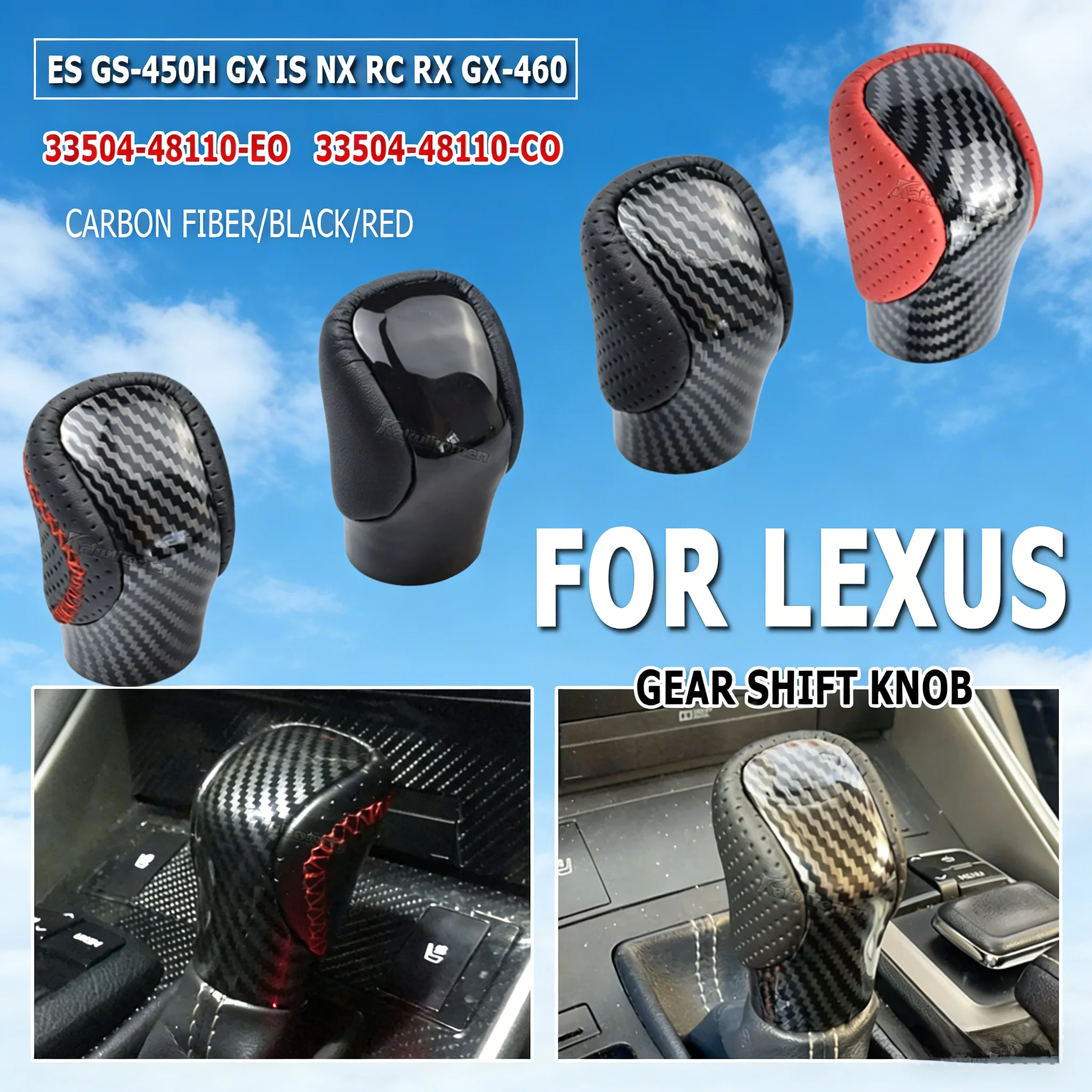 PU Leather Gear Shift Knob For Lexus ES GS-450H GX IS-300 NX-300H RC-300 RX-350 2015 2016 2017 2018 2019 2020 2021 Car Styling