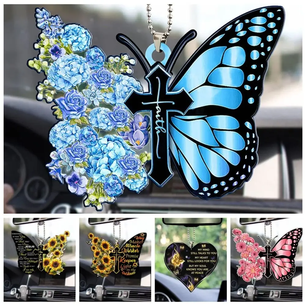 Подвеска-крест-с-подсолнухом-и-бабочкой-черная-бабочка-изысканное-украшение-для-зеркала-заднего-вида-автомобиля-красочное-подвесное-украшение