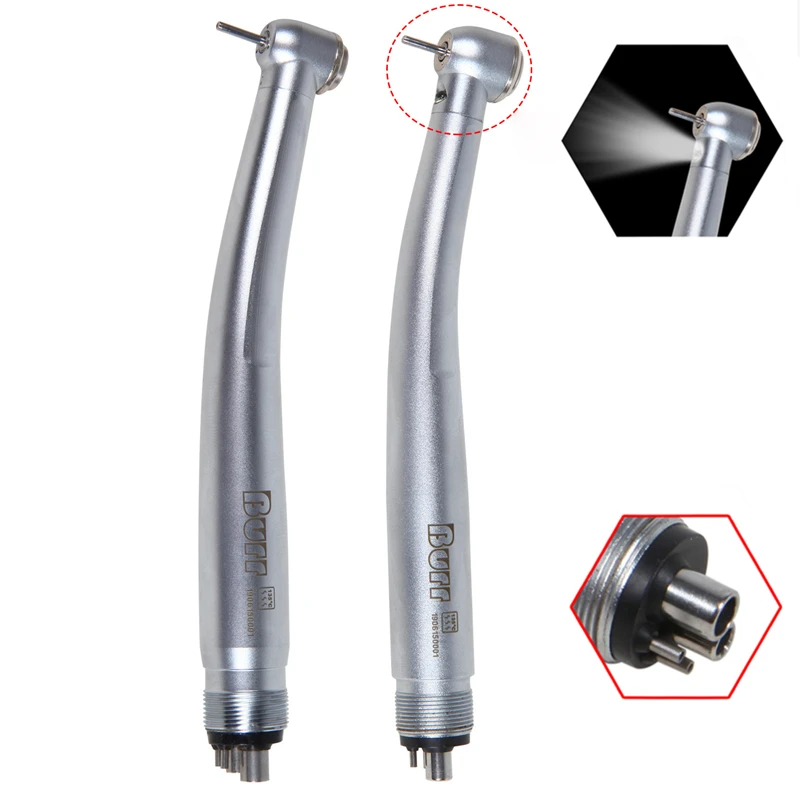 NSK Style Dental E-generator LED/NO-LED High Speed Turbine Handpiece Push Button 4 Hole Triple/Single Spray