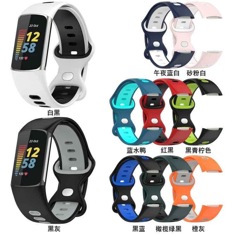 Silicone Strap For Fitbit Charge 5 6 Band Adjustable Replacement Bracelet For Fitbit Charge 6 5 Sports Fitness Smart Watch Belt