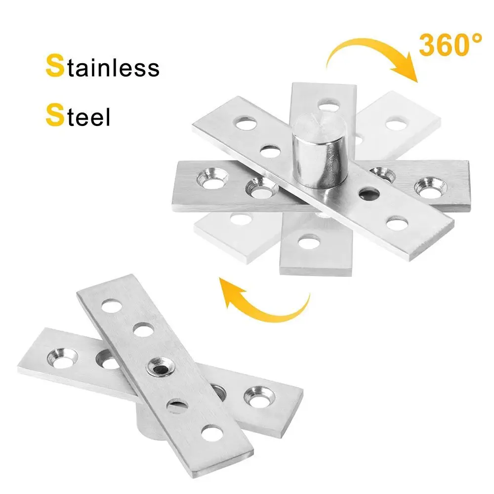 New Stainless Steel Pivot Hinge With Screws Heavy Duty Door Concealing Shaft 360° Swivel Location Shaft
