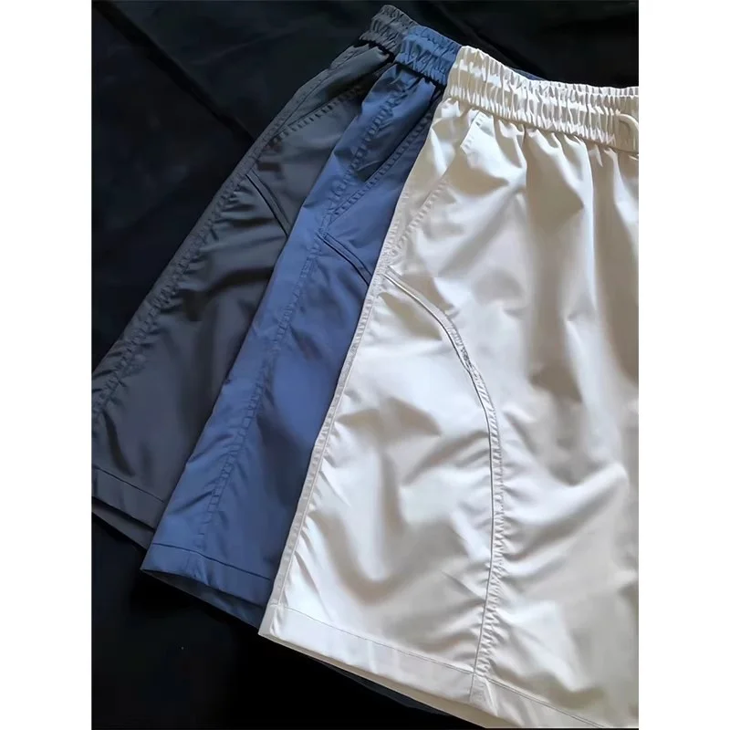 

American Style Quick Dry Five-Quarter Shorts Men's Summer Thin Ice Silk Sports Basketball Casual Pants High Waist Polyester F...