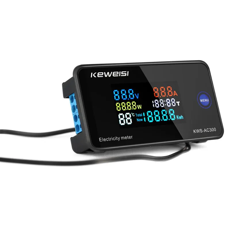 KWS-AC300 전압계 전류계 컬러 스크린 KWS 전력 에너지 계량기, AC 50-300V 전력계, 리셋 기능 전기 계량기, 0-100A