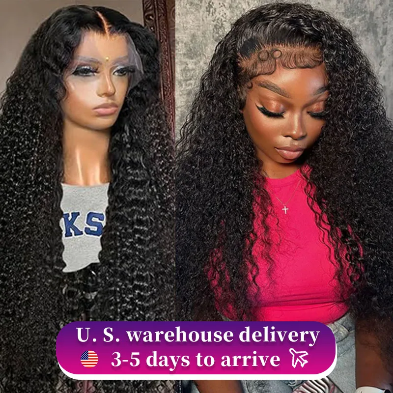 Curly Human Hair Wigs 13x4 HD Lace Front Pre Plucked Wig Brazilian Virgin 32 Inch Wet Wavy Deep Water Glueless Closure Wigs Hair