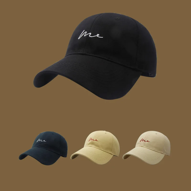 

Embroidered Letters Baseball Cap Big Head Sizing Face Slimming Adjustable Sun Hat Breathable Unisex Outdoor Casual