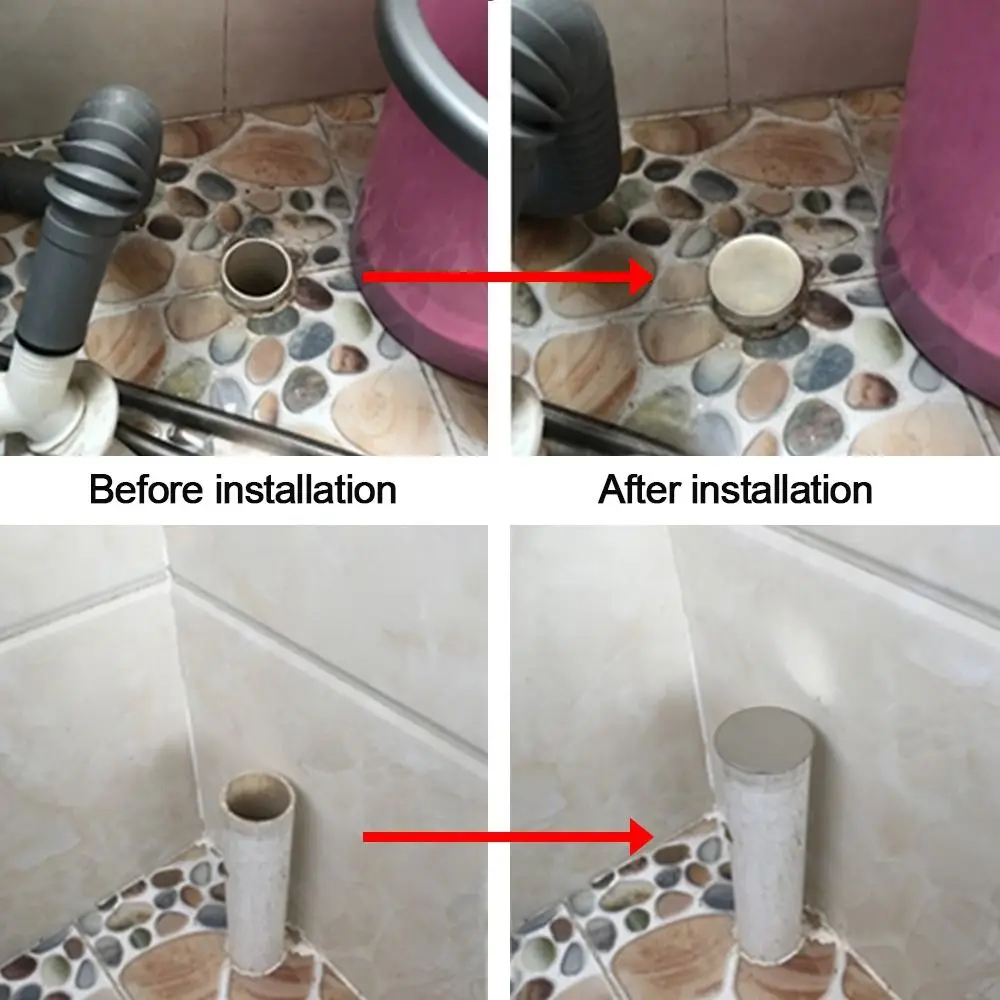 Tutup Pipa Saluran Pembuangan Baja Tahan Karat Tipe Sisipan Penutup Penyegel Anti-bau Anti-pemblokiran Pencegahan Serangga 50-150Mm Tutup Pipa Hujan