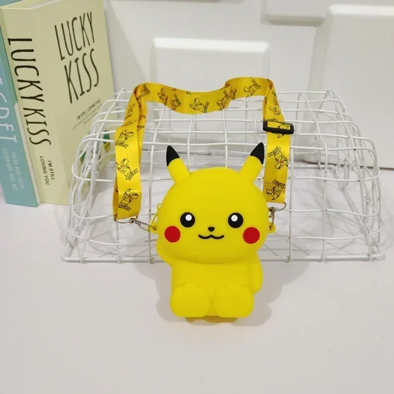 Bonito pokemon pikachu moedas bolsas moda dos desenhos animados crianças bolsa de ombro silicone crossbody bolsa moeda presentes do feriado