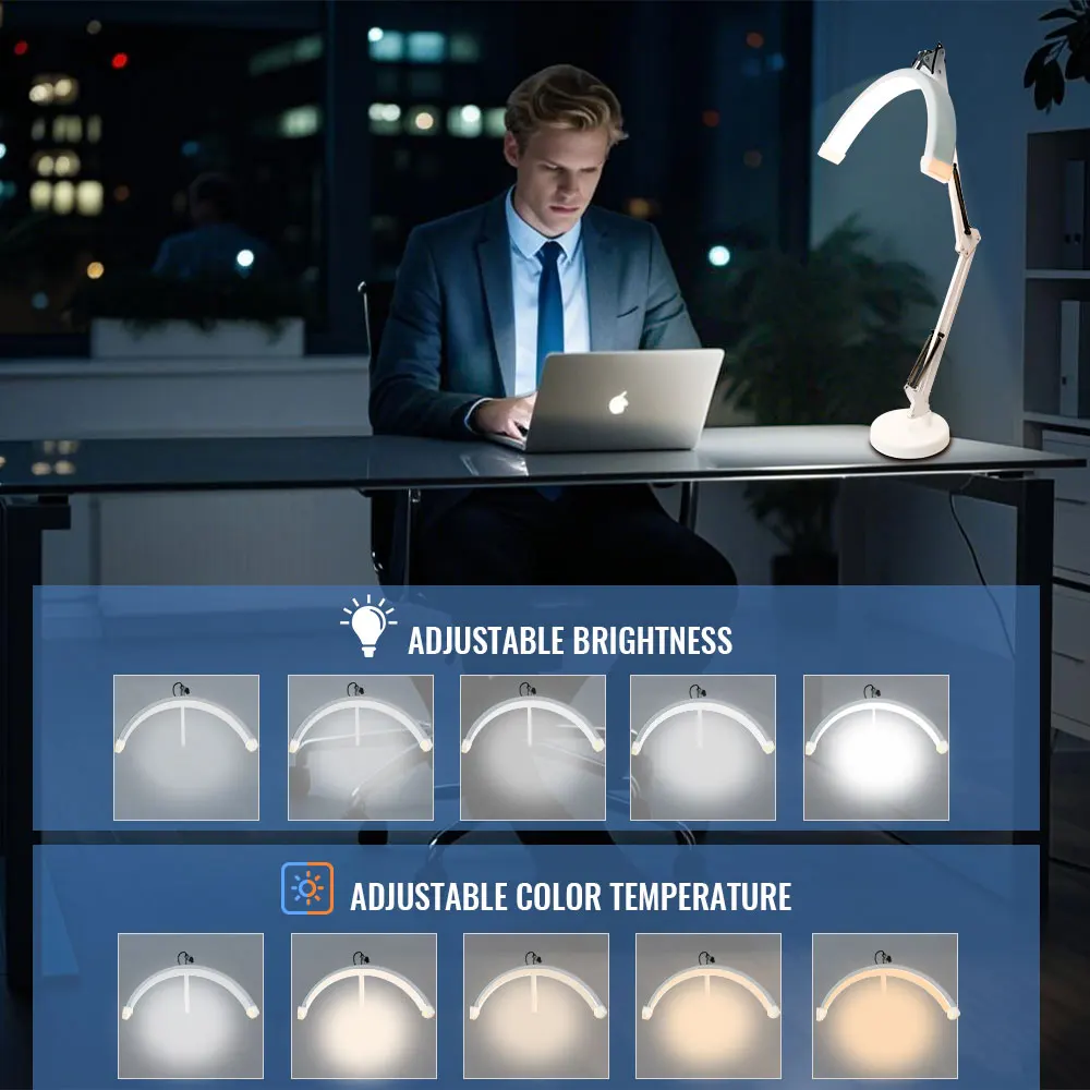 

LED half moon shaped desk lamp, European and American standard, suitable for makeup studios, salons, and furniture decoration