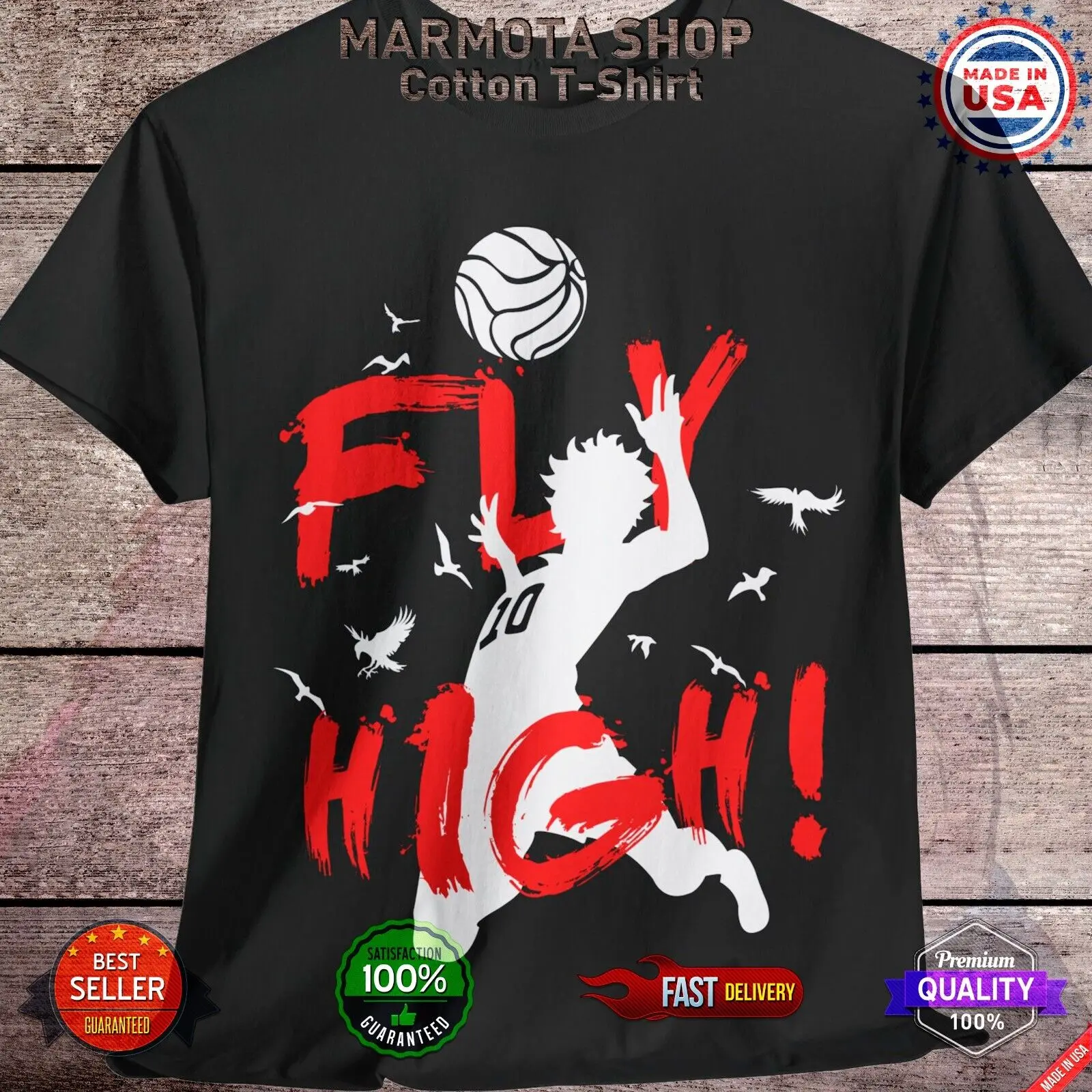 

Fly High Hinata Haikyuu Tobio T-Shirt Anime Japanese Tee Shirt Volleyball Manga