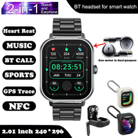 2 In1 Smart Watch Headphone Smartwatch TWS Bluetooth Earphone Touch Screen Heart Rate Blood Pressure Monitor Sport Fitness Watch