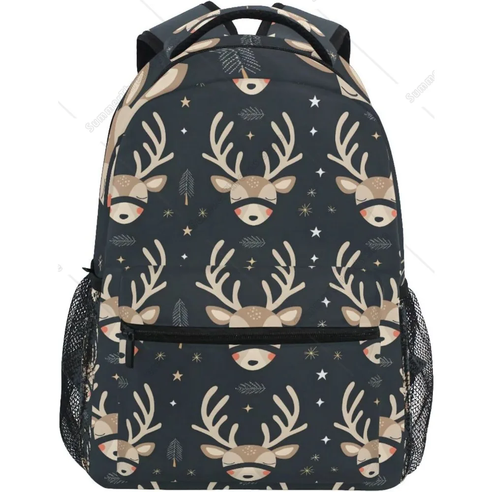 

Reindeer Elk Forest Animal Black Backpacks For Girls Boys School Backpack Kids Bookbag 3rd 4th 5th Grade Elementary Students Day