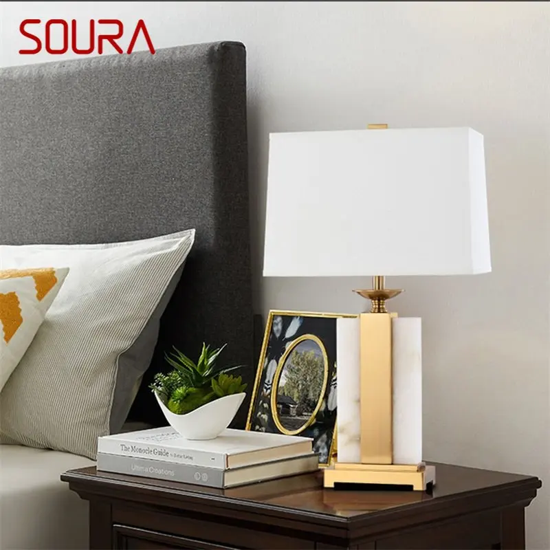 

SOURA Modern Table Lamp Dimmer 220v 110V Luxury Marble Desk Light Home LED For Foyer Living Room Office Bedroom Hotel