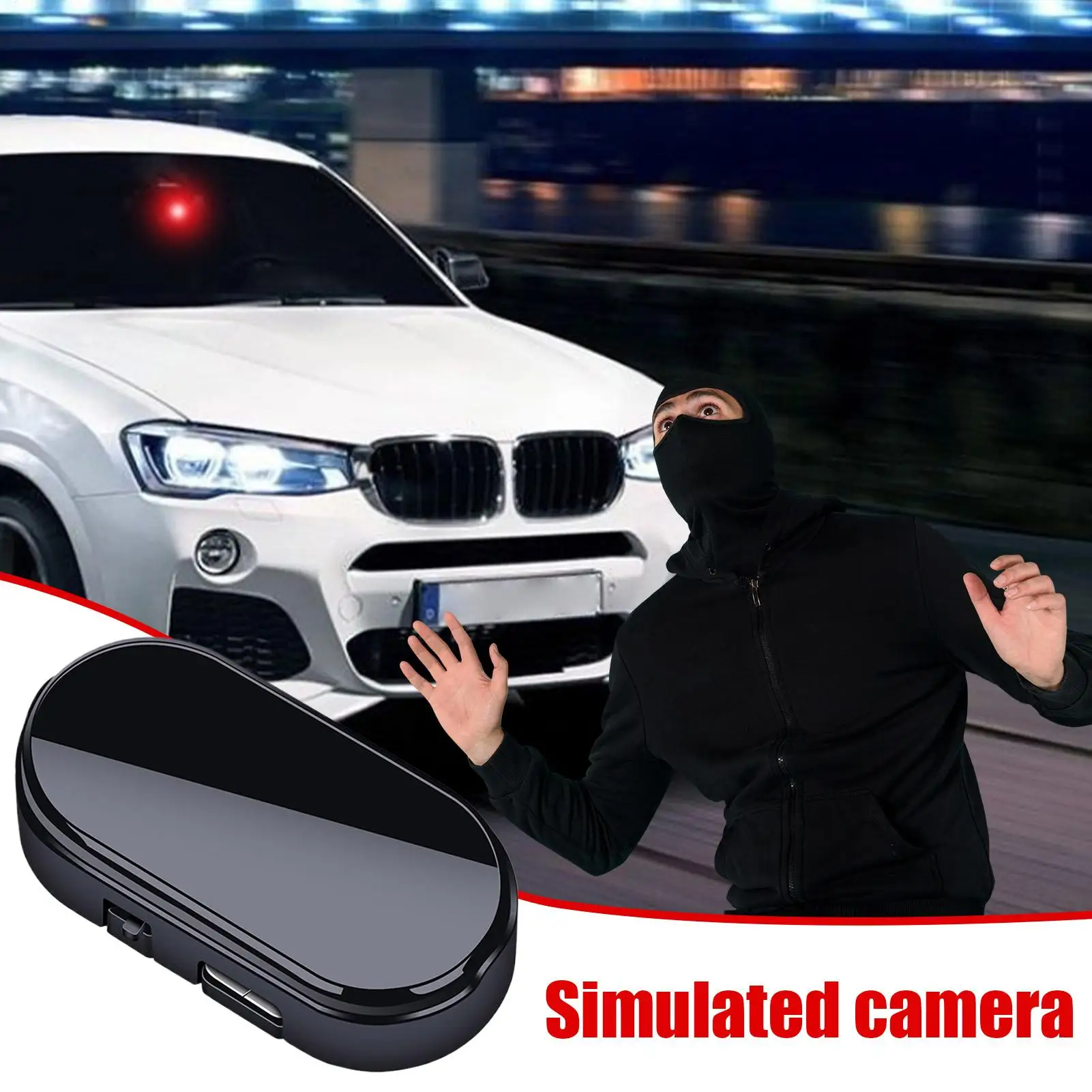 Solar Powered Car Fake Security Light Blue/Red Simulated Wireless Warning Lights Anti-Theft Alarm Flashing Signal Lamp
