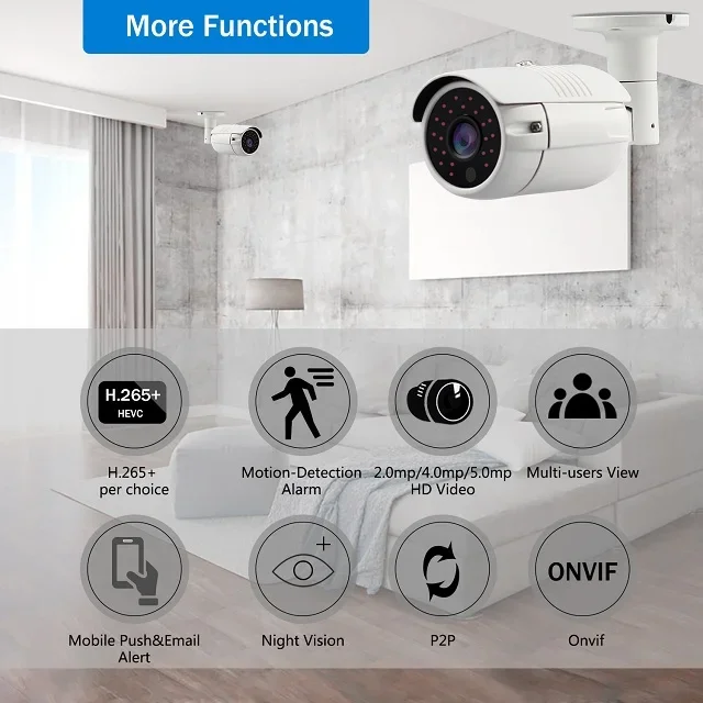 Fabbrica cinese 30M Distanza IR 16 canali H.265 + Nvr Kit Sistema di telecamere Sistema di telecamere di sorveglianza Poe esterno 16 canali 5MP