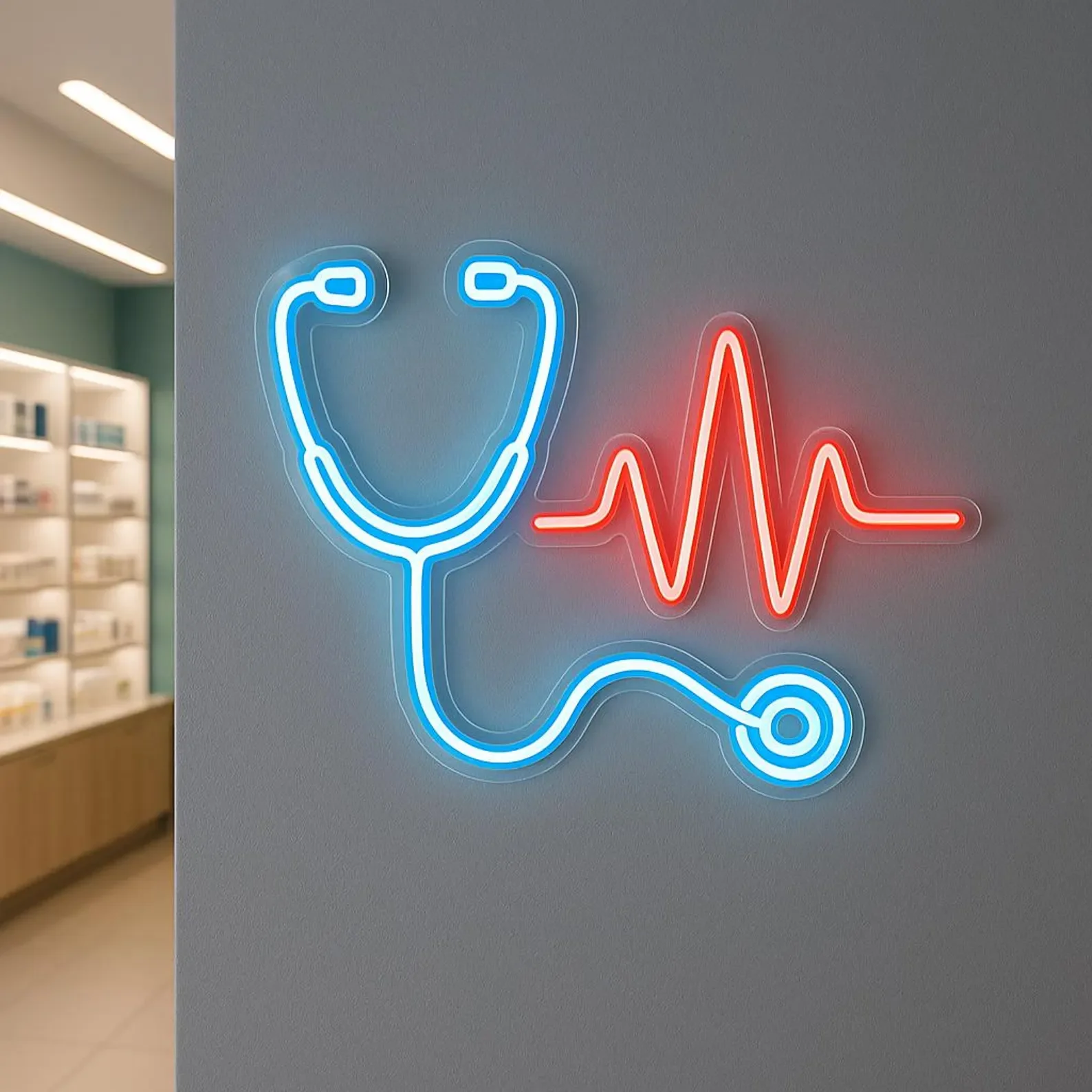 Stethoscope Neon Sign, LED Hospital Decor, Medical Neon Decor, Cardiologist Led Sign, Pediatrician Sign