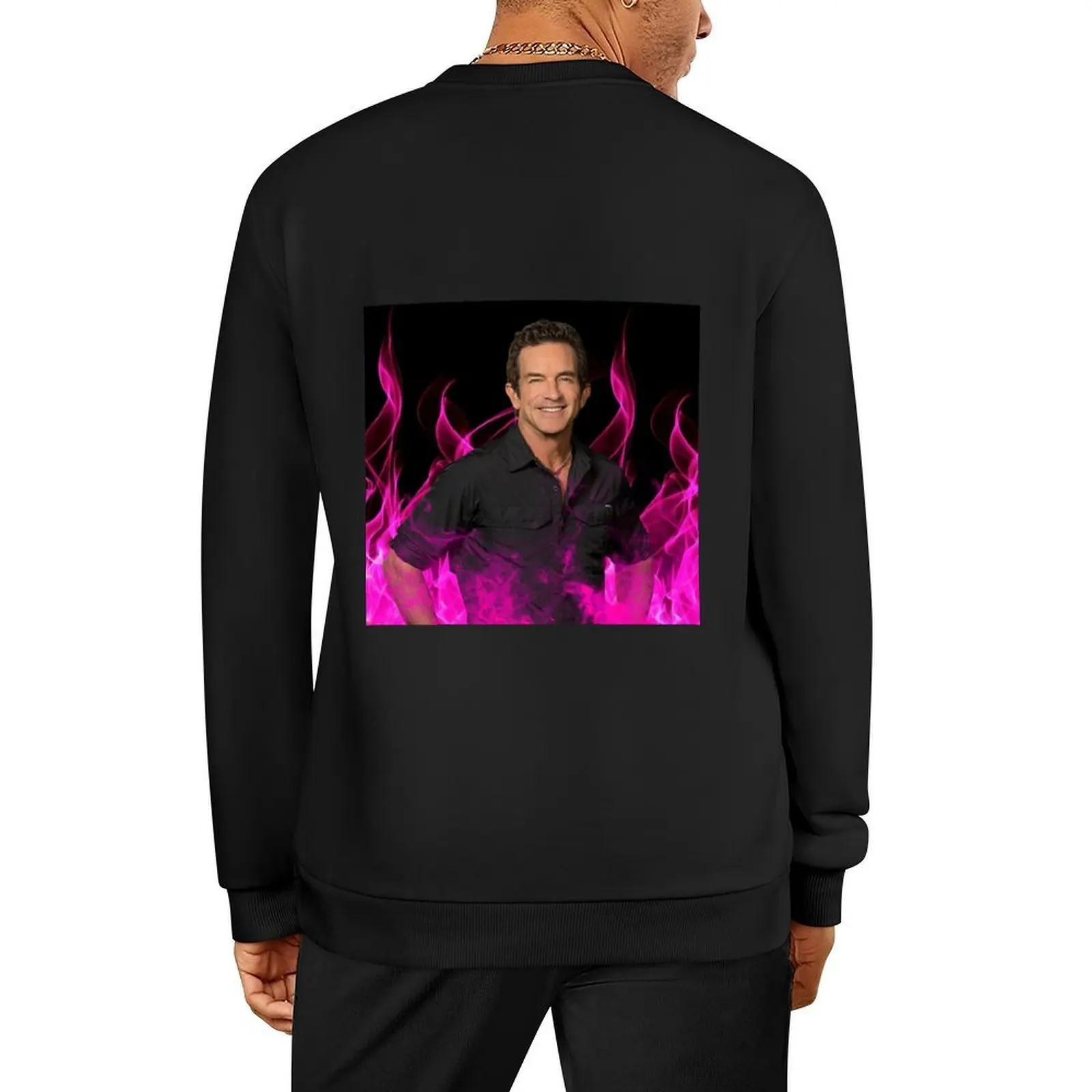

Jeff Probst Survivor Pink Fire Tapestry Pullover mens clothes clothes for men men's clothing men's coat sweatshirts