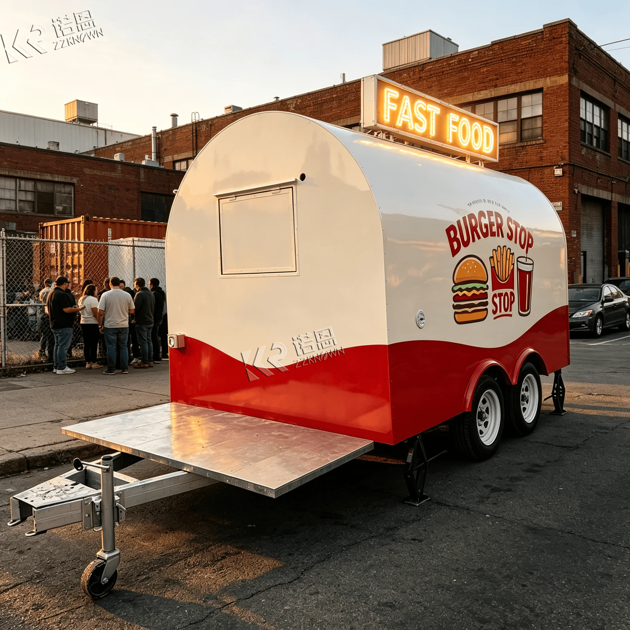 2.2m OEM Custom Curved‑Shape Towable Food Truck & Food Trailer for Street‑Side Crepe and Coffee Service