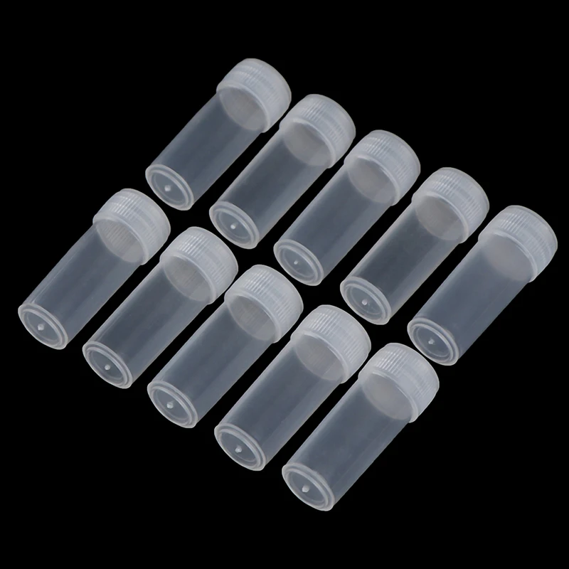 100Pcs 5ml Leak-proof Plastic Test Tubes Screw Cap Bottles For School Chemistry Supplies