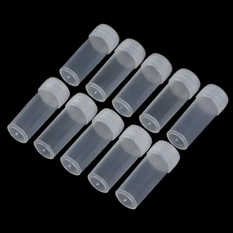 Bilashmart 100Pcs 5ml Leak-proof Plastic Test Tubes Screw Cap Bottles For School Chemistry Supplies