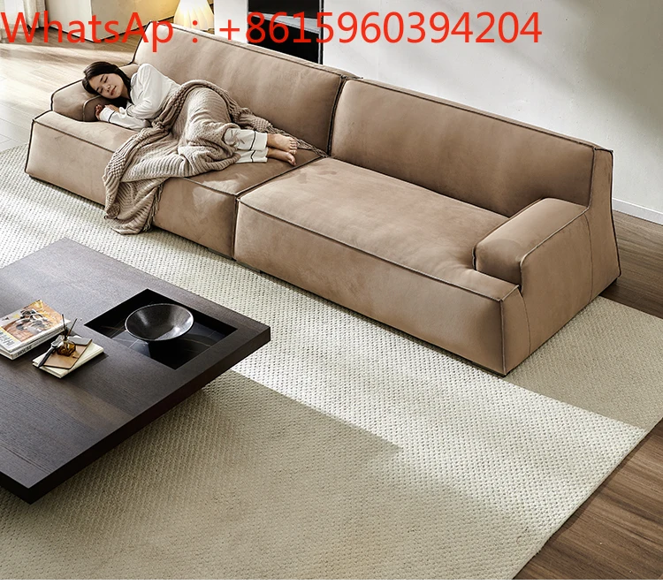 

Italian minimalist Damascus straight row fabric sofa Modern simple size living room furniture