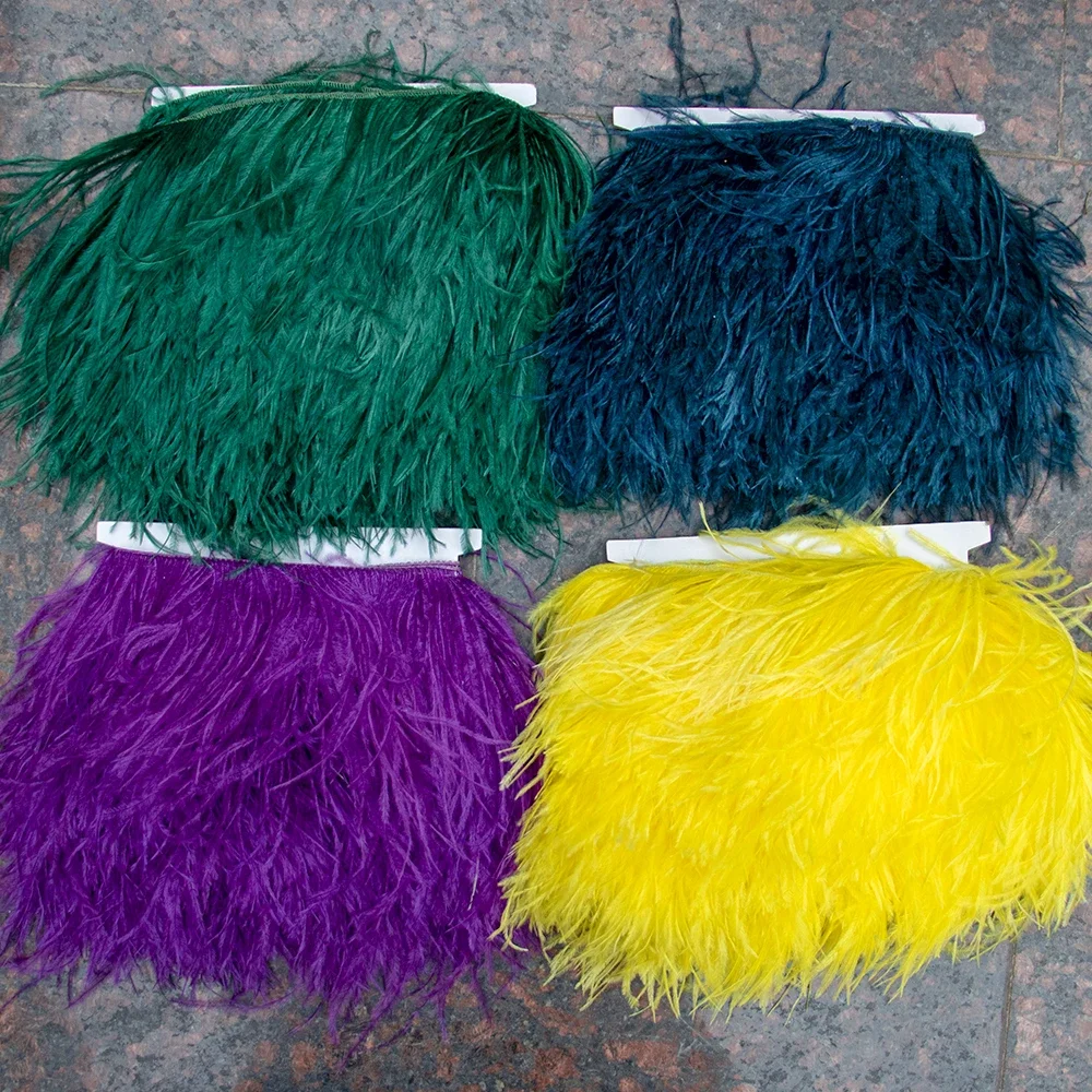 

1MetersFluffy Ostrich Feather Trim 10-15cm White Feathers Ribbon for DIY Wedding Dress Decoration Crafts Accessories
