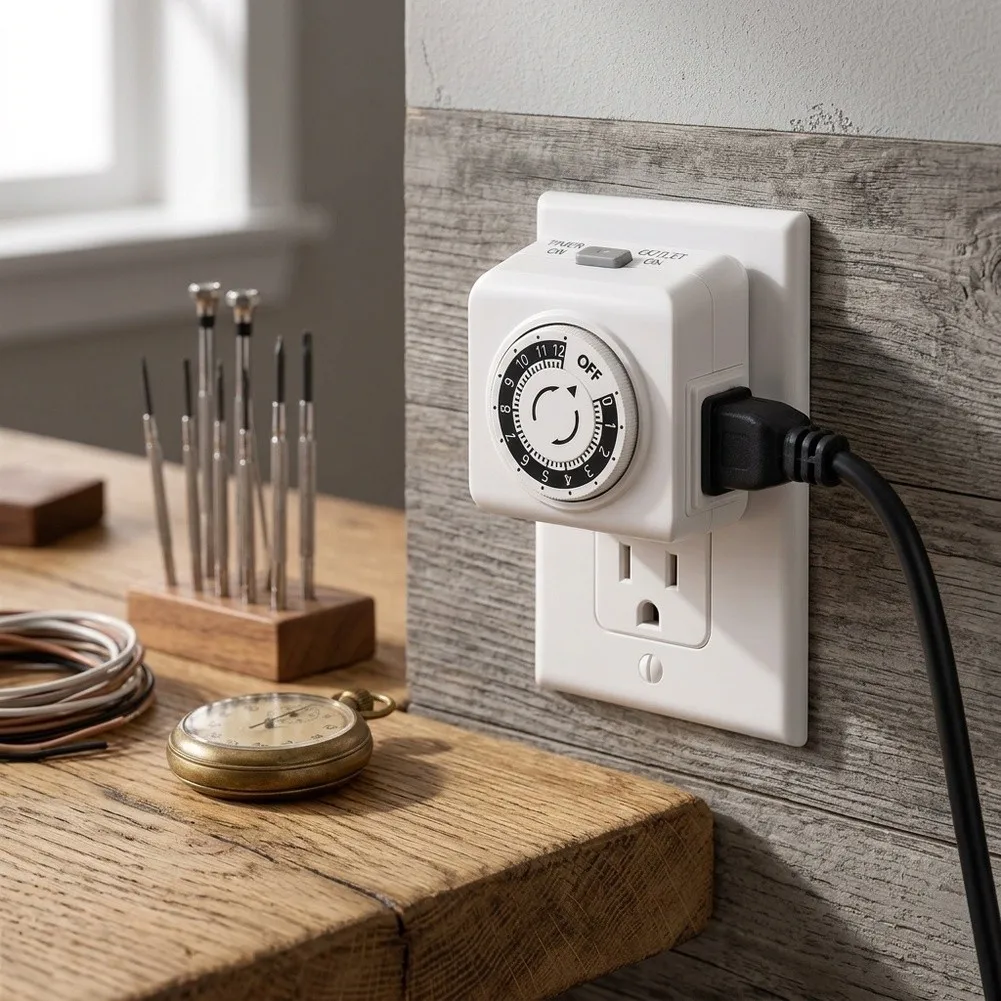 2 Pack White Mechanical Timer Socket 24 Hour Indoor Timer for Kitchen Office Home Lighting Control ABS Material