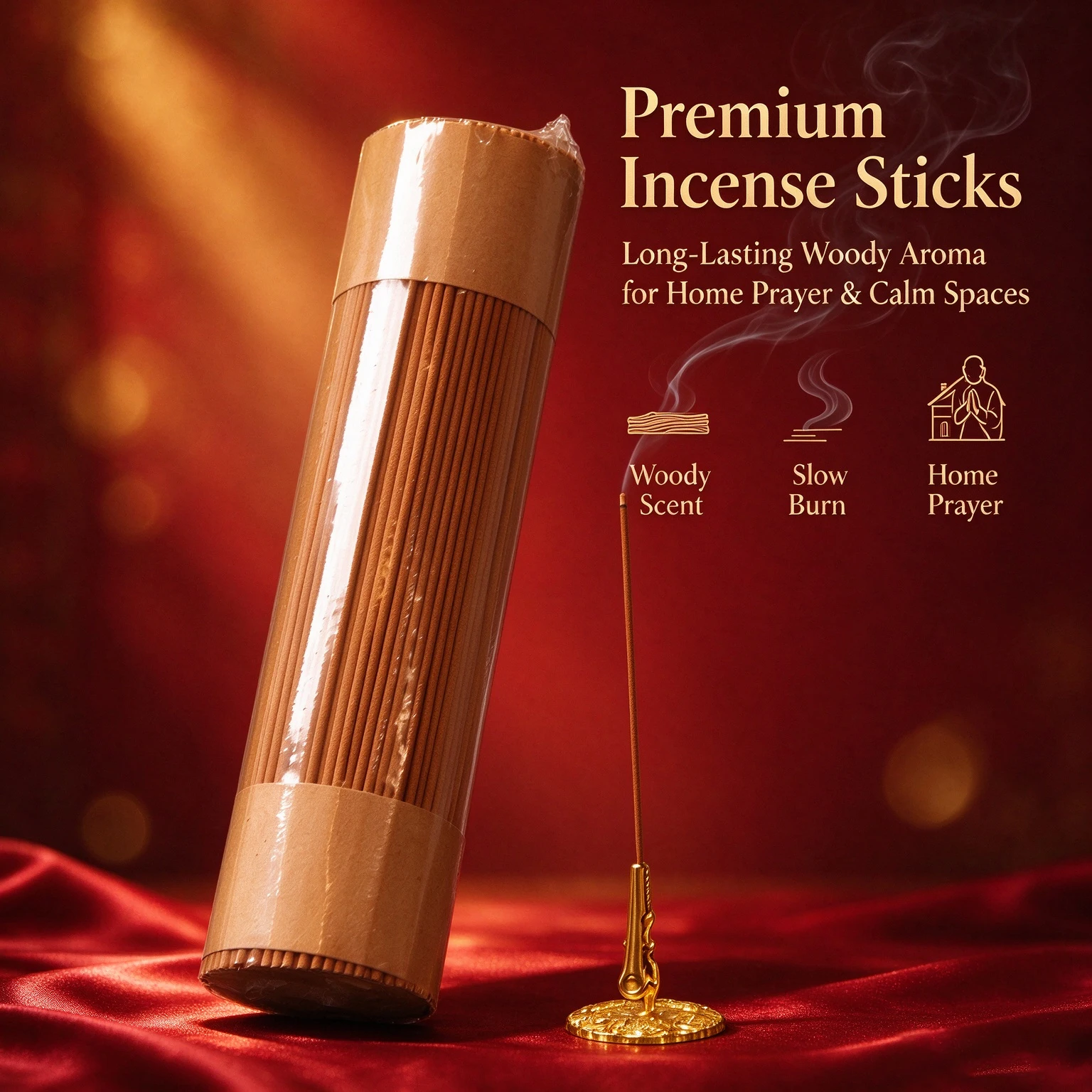 Premium Natural Incense Sticks Long Lasting Woody Aroma Slow Burn For Home Prayer Meditation Room Fragrance Stress Relief