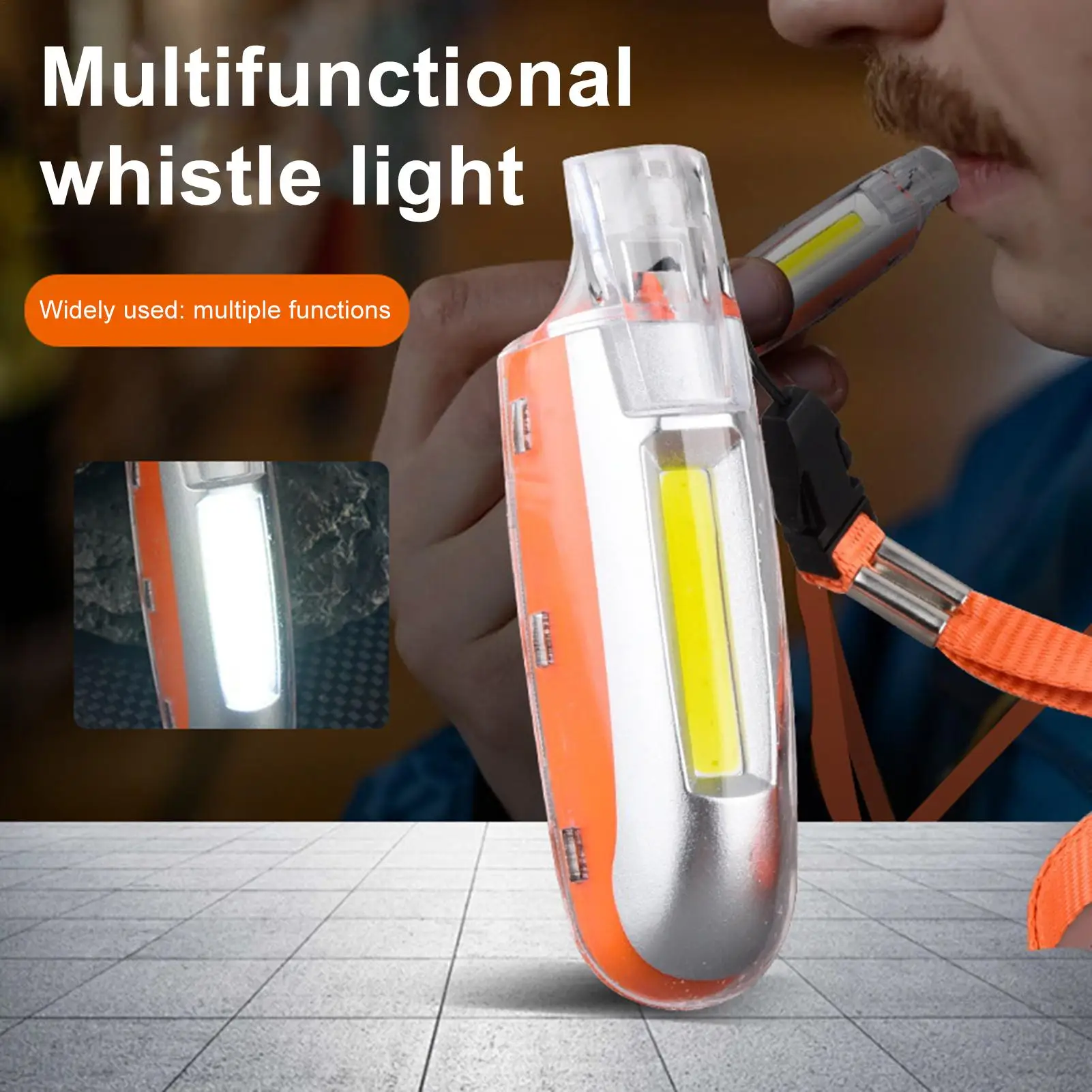 

Women's Safety Whistle with LED Light 3 Modes Loud Alarm & Flash Type-C Rechargeable Survival Keychain for Night Running