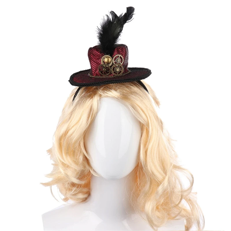 Для женщин и девочек, панк-средневековая шляпа с перьями, повязка на голову, праздничный обруч для волос для косплея, вечеринки,