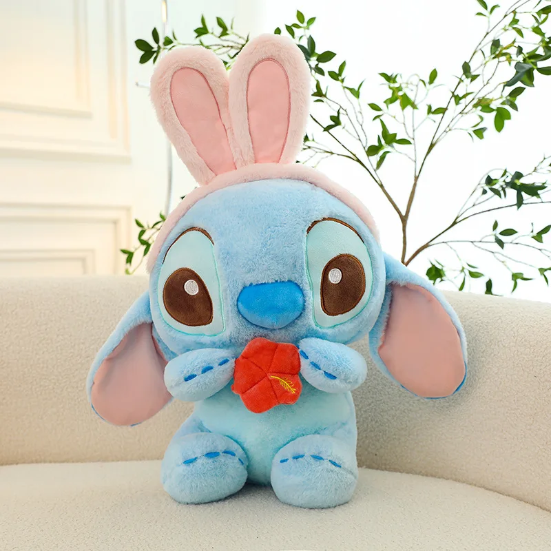 35CM New Disney Plush Toy Cute Rabbit Plush Stuffed Doll Soft Rabbit Ears Stitch Children's Birthday Gift